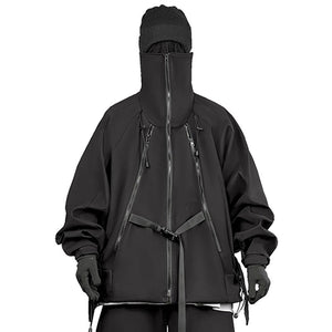 Techwear Black Zipper Jacket with Straps - TechWearGiants