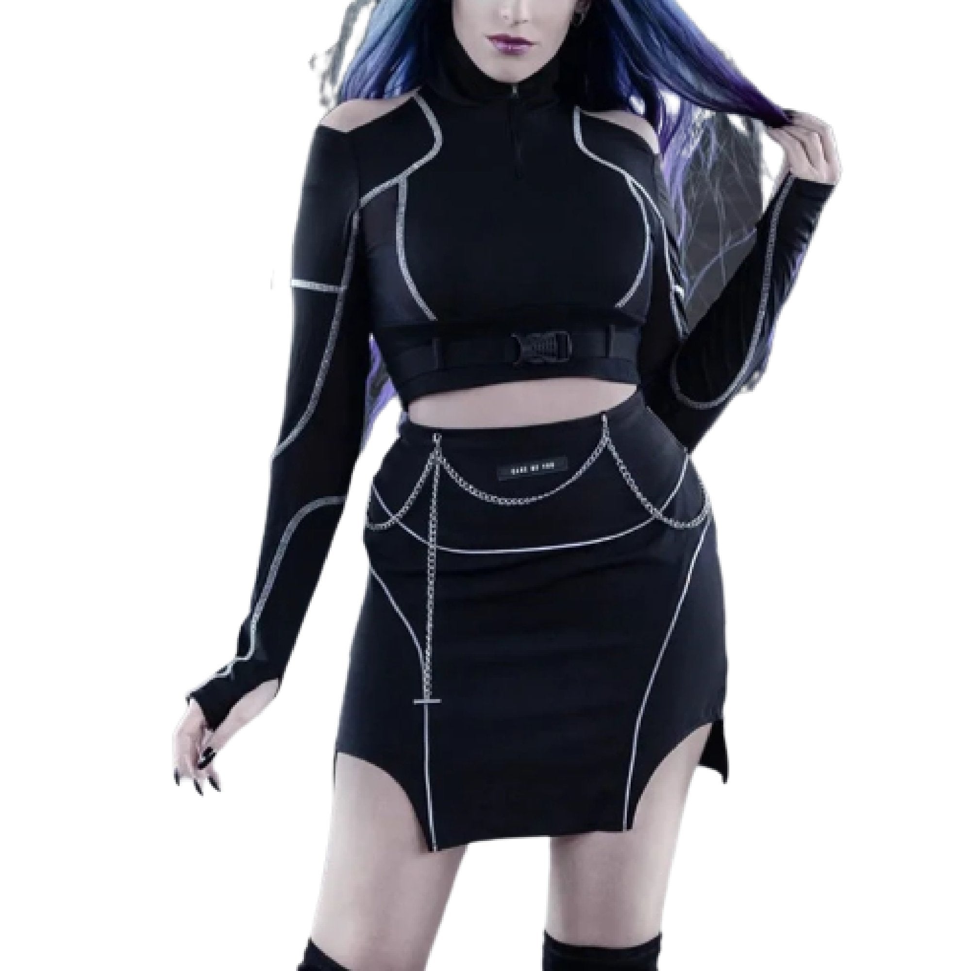 Techwear New Style Mesh Patchwork Crop Tops - TechWearGiants