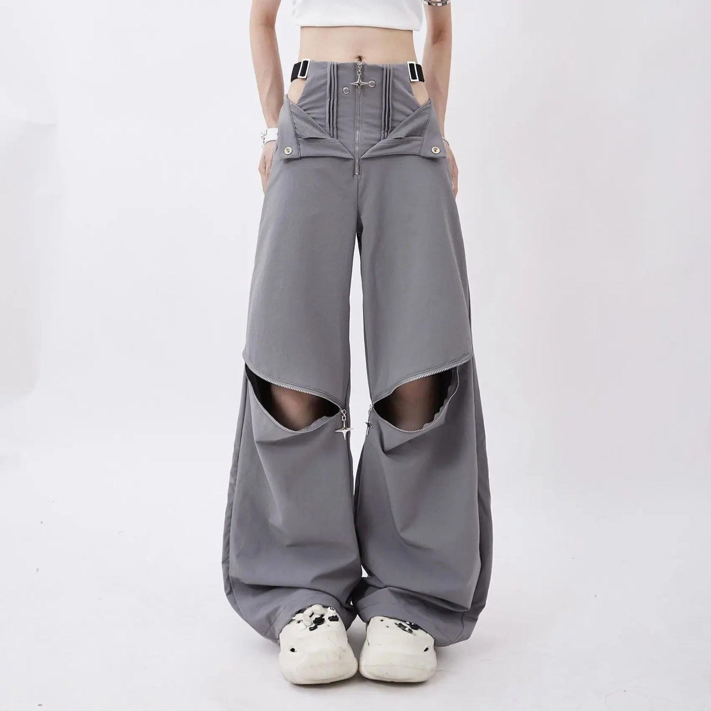 Hollow Out High Waisted streetwear Cargo Pants