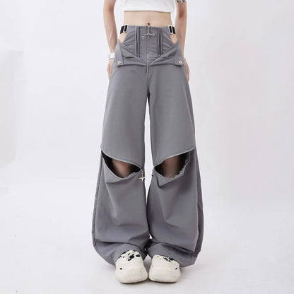 Hollow Out High Waisted streetwear Cargo Pants